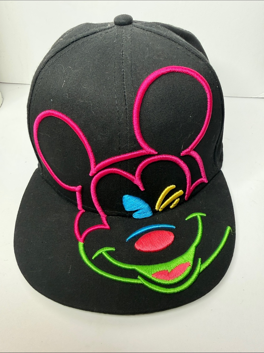 Disney Black Snapback cap Neon Pink, Green, Blue & Yellow Embroidered Mickey